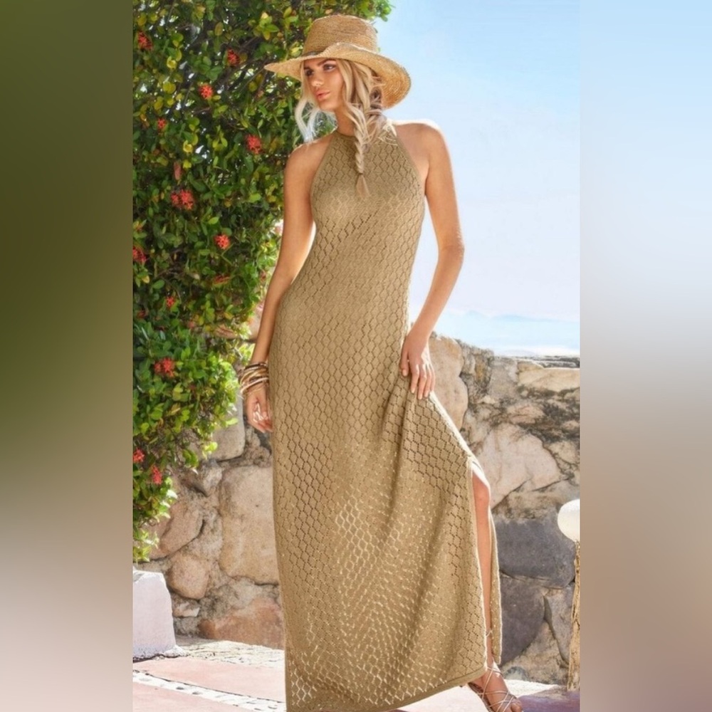 Boston Proper Beige Lace Maxi Dress Size XS
